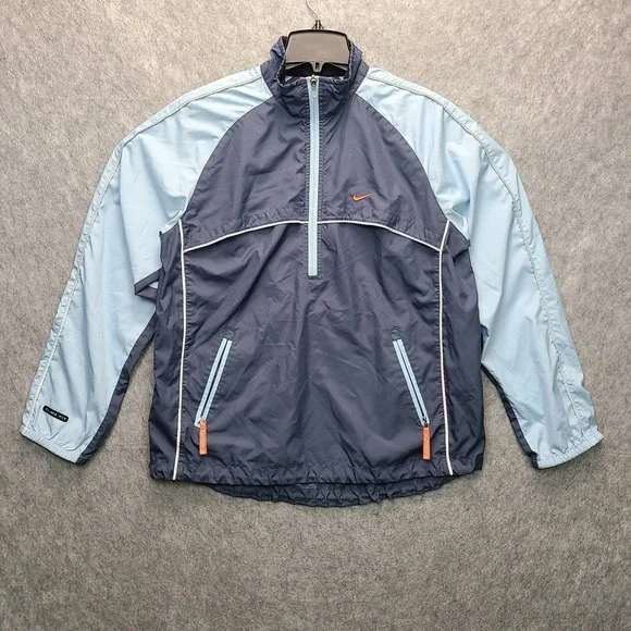 Nike 1/2 Zip Pullover Windbreaker Clima-Fit Jacket Womens LARGE Blue Golf Vented - Picture 1 of 15